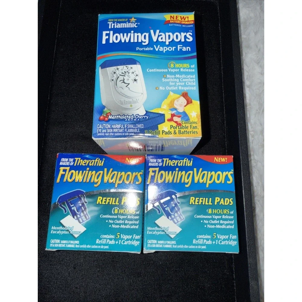 Theraflu Triaminic FLOWING VAPORS Portable Vapor Fan, Fan Plus Refills New 5303